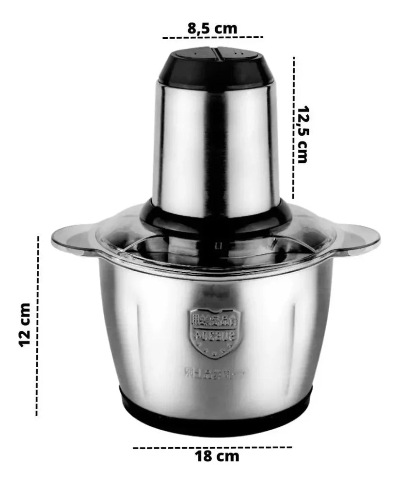 Picadora de Carne Eléctrica 2L de Acero Inoxidable 304 – Doble Velocidad y Potencia 200W