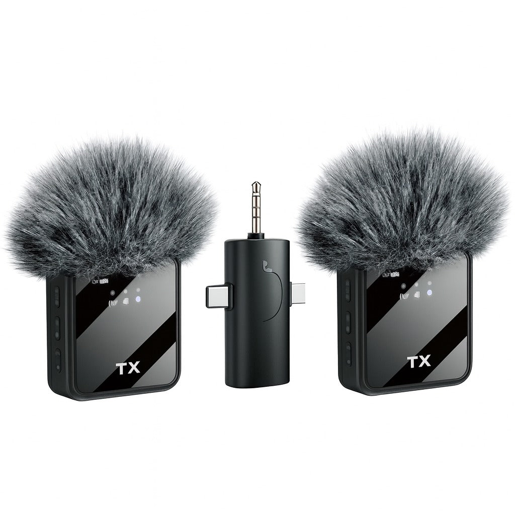 Kit de dos micrófonos inalámbricos con peluches antiviento y receptor