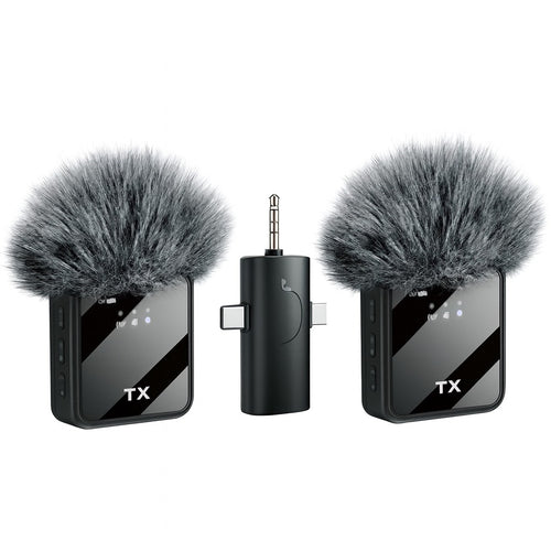 Kit de dos micrófonos inalámbricos con peluches antiviento y receptor