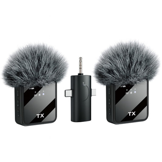 Kit de dos micrófonos inalámbricos con peluches antiviento y receptor