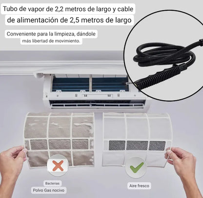 Limpiando la campana de la cocina con vapor a presión