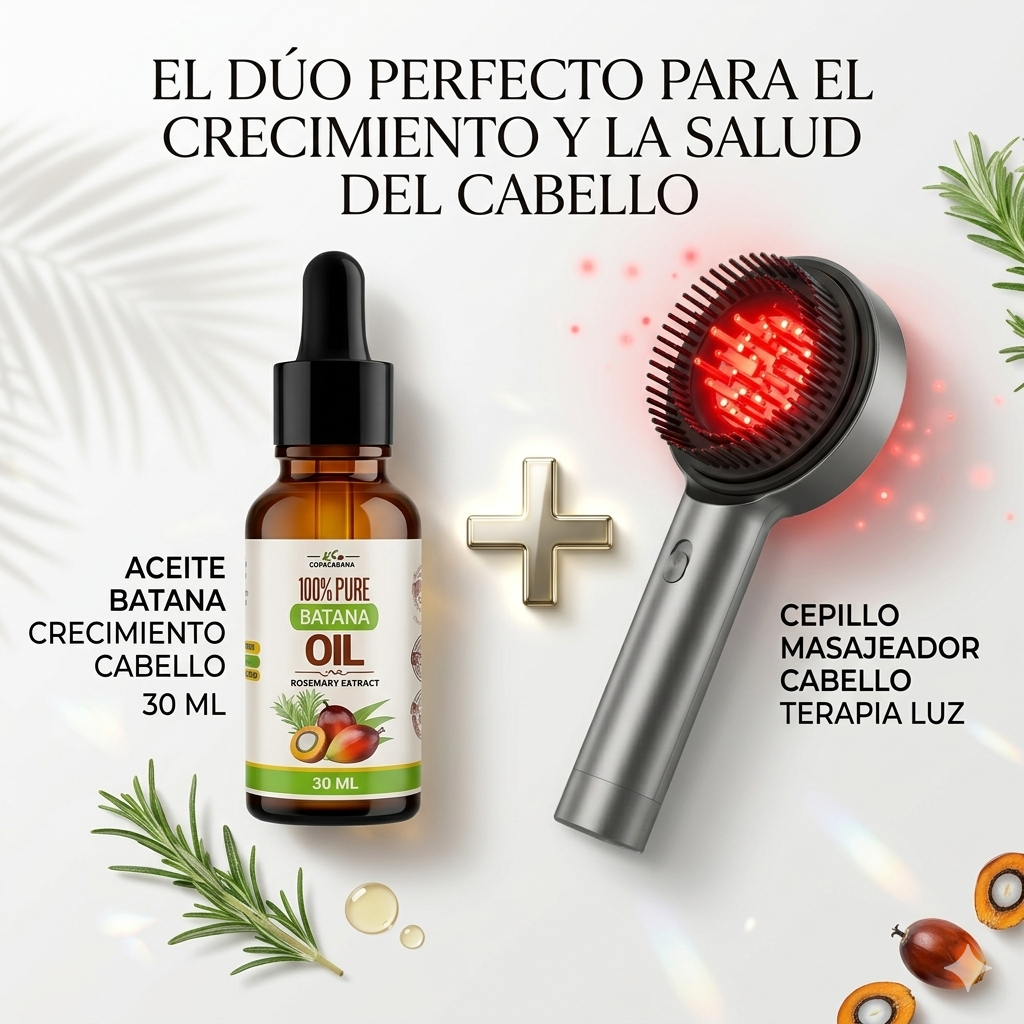 Aceite de Batana y cepillo masajeador con terapia de luz