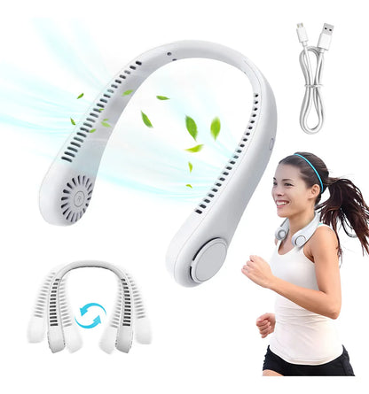 Ventilador de Cuello Portátil Recargable USB – 3 Velocidades, Silencioso y Ajustable