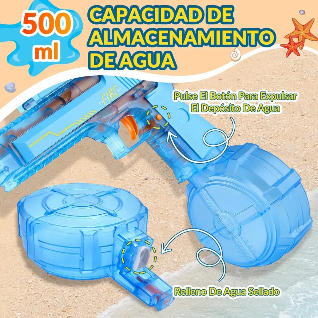 Pistola de Agua Eléctrica Automática 500 ml – Disparo Dual + Batería Recargable
