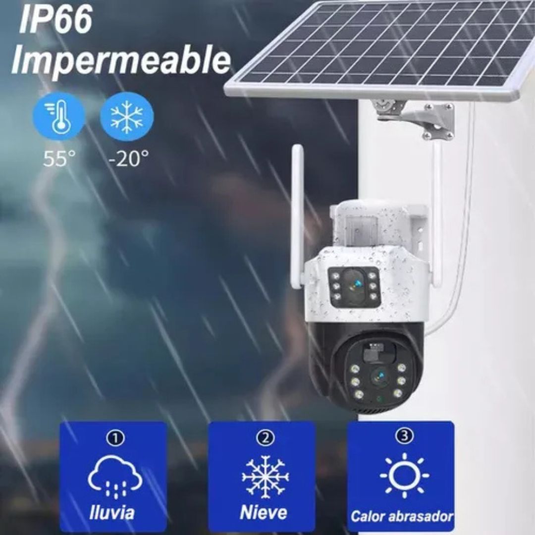 ámara de Seguridad Inalámbrica Solar 2K | Visión Nocturna Color, 360° y Audio Bidireccional