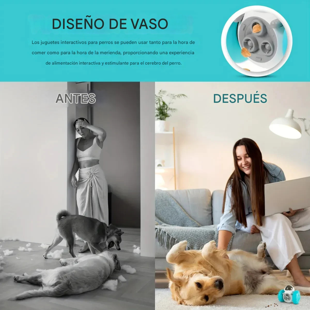 KINGO Juguete Interactivo para Perros y Gatos | Dispensador de Alimento Robot Antiestrés