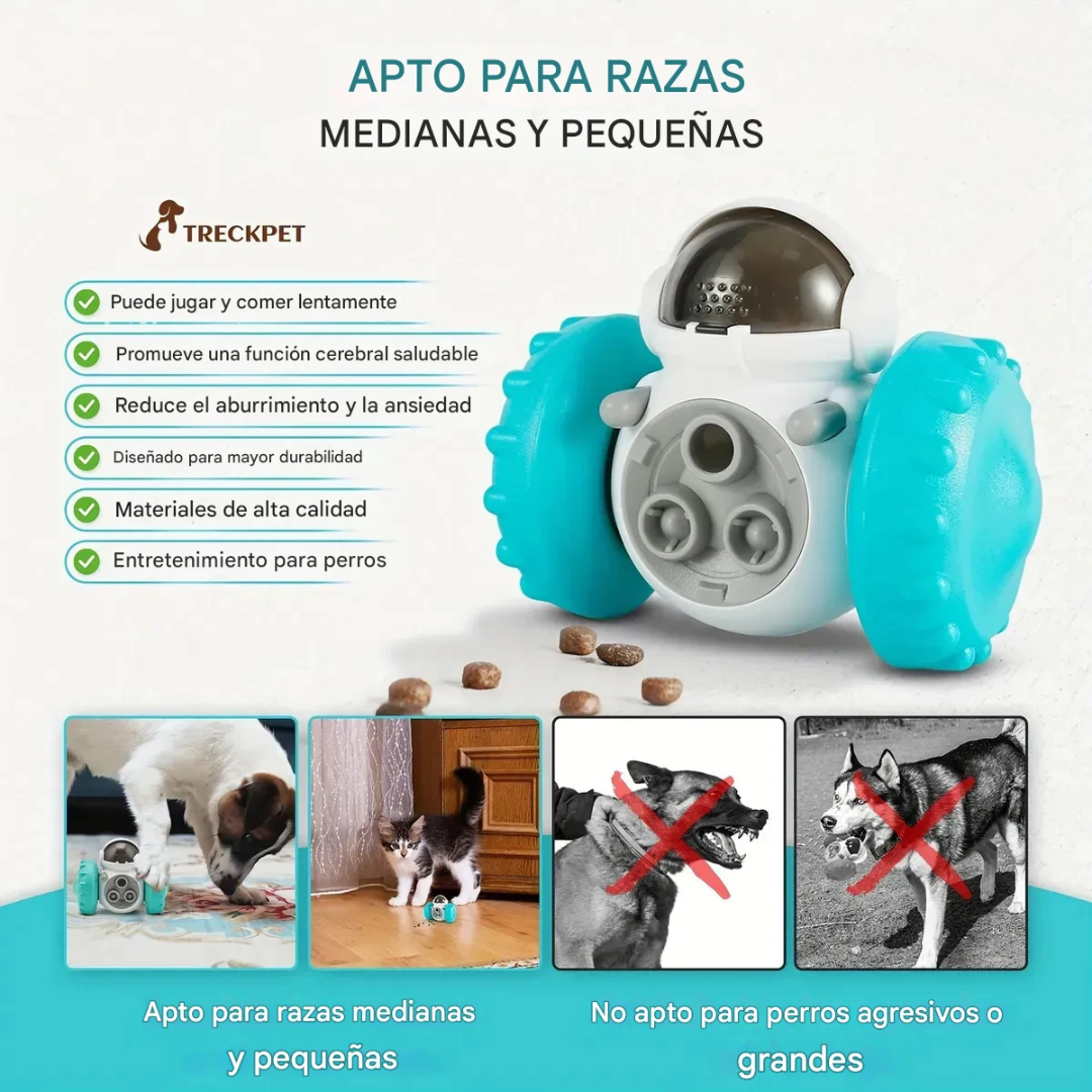 KINGO Juguete Interactivo para Perros y Gatos | Dispensador de Alimento Robot Antiestrés