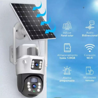 ámara de Seguridad Inalámbrica Solar 2K | Visión Nocturna Color, 360° y Audio Bidireccional