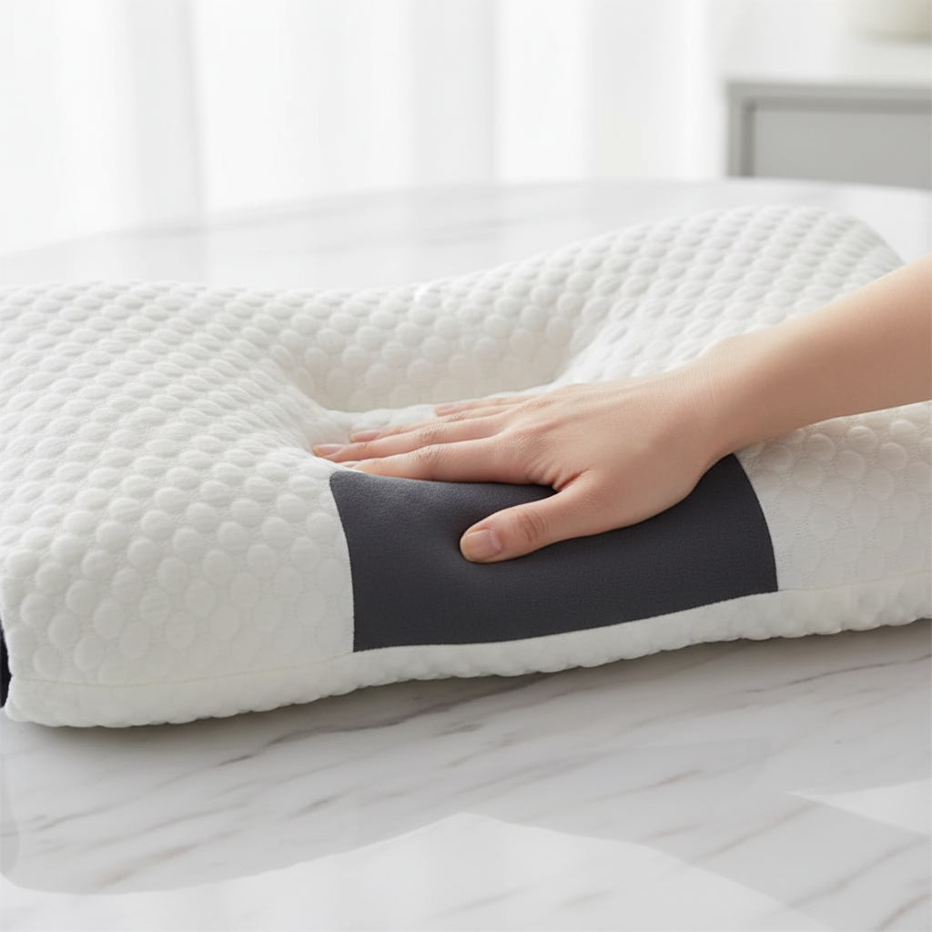 Almohada cervical detalle textura espuma memoria