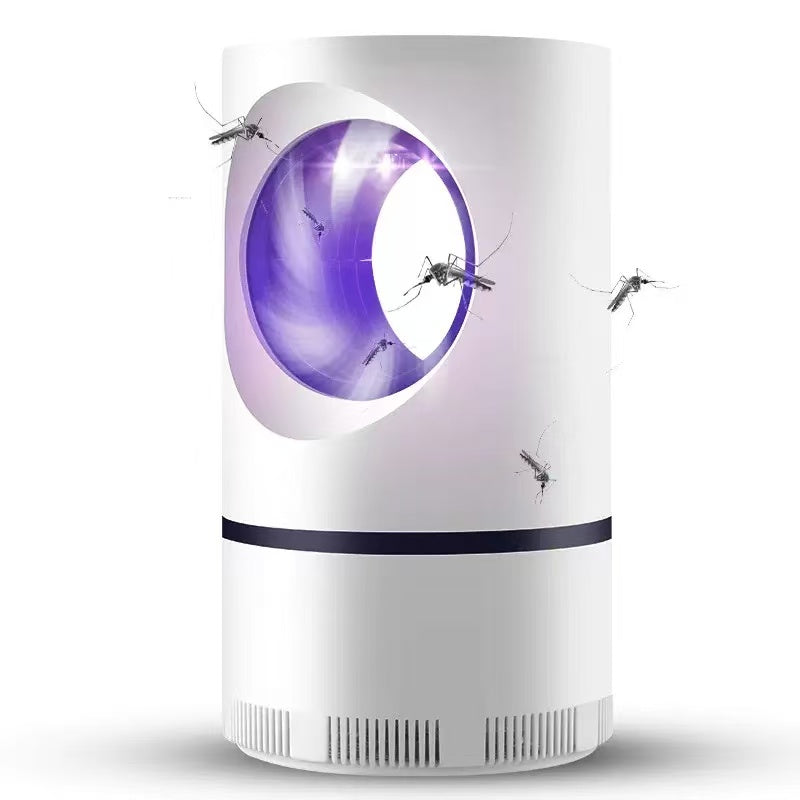 Lámpara LED antimosquitos USB, cilíndrica blanca con luz UV