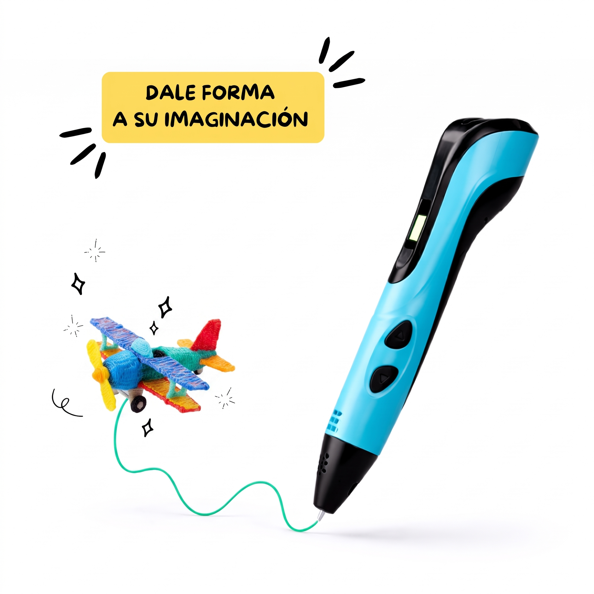 Lápiz Impresora 3D azul con cohete impreso en 3D — dale forma a su imaginación