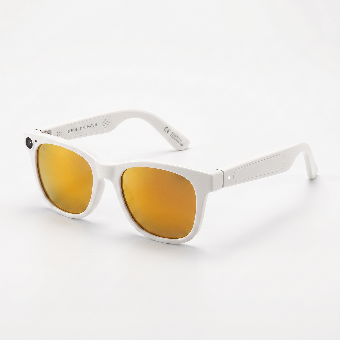 Gafas inteligentes con cámara HD - variante blanca con lentes espejadas