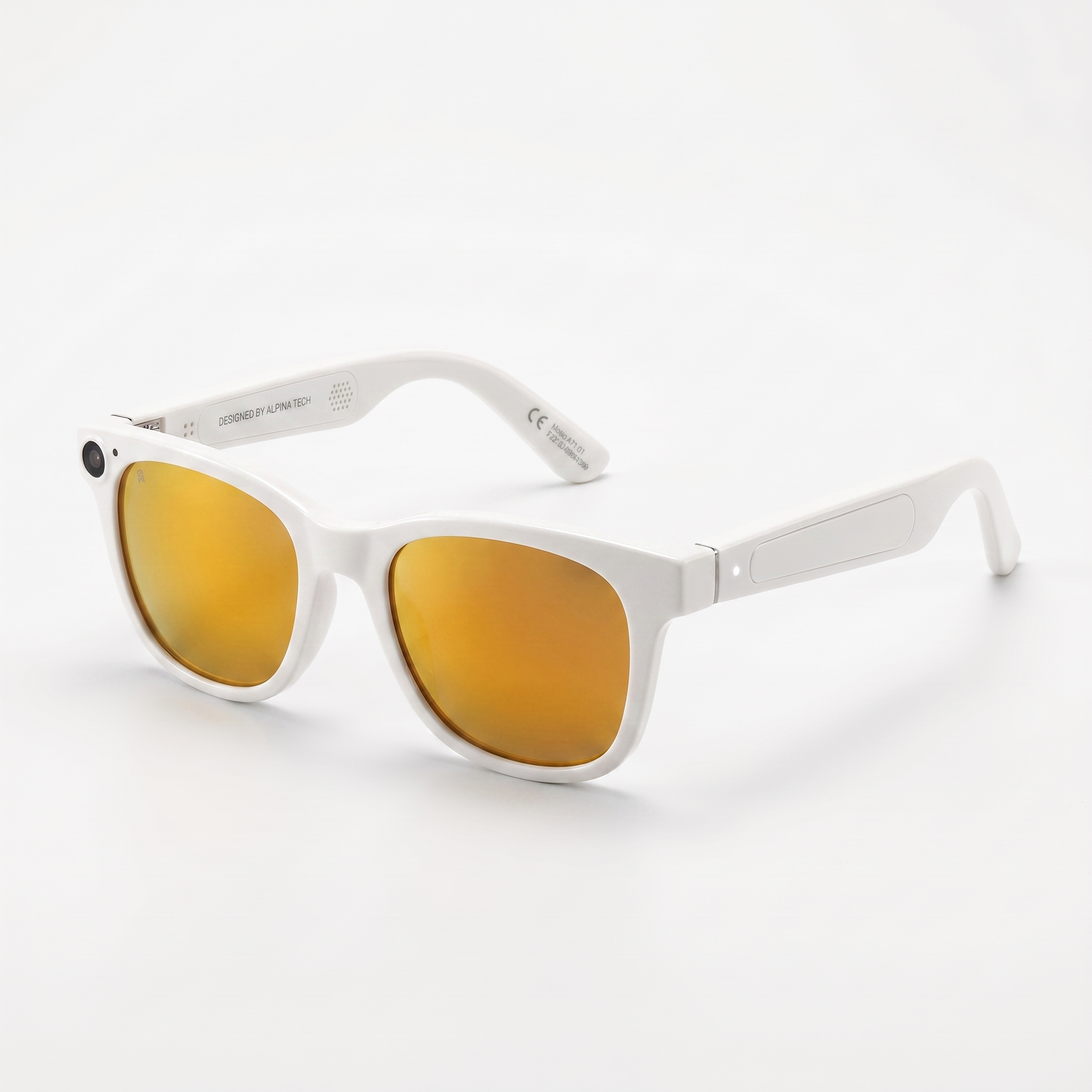 Gafas inteligentes con cámara HD - variante blanca con lentes espejadas