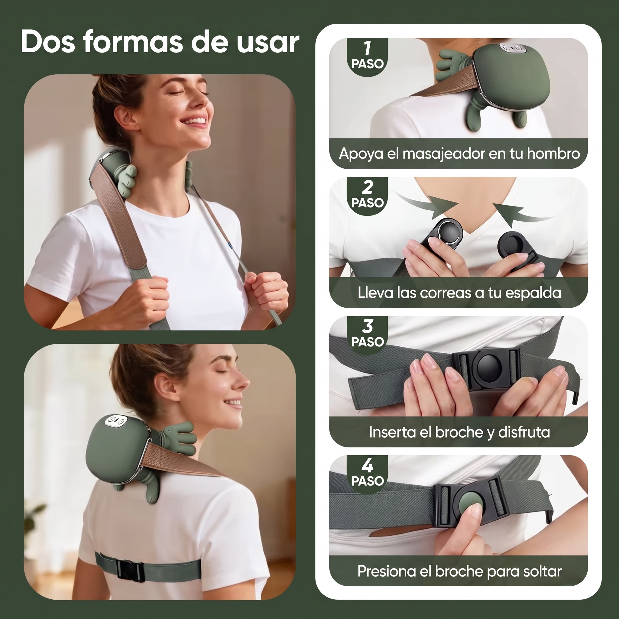 Dos formas de usar el masajeador de cuello Nuvema, paso a paso