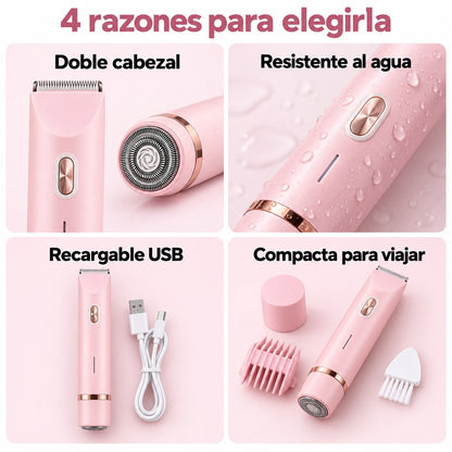 4 razones para elegirla: doble cabezal, resistente al agua, recargable USB y compacta