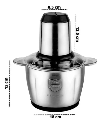 Picadora de Carne Eléctrica 2L de Acero Inoxidable 304 – Doble Velocidad y Potencia 200W