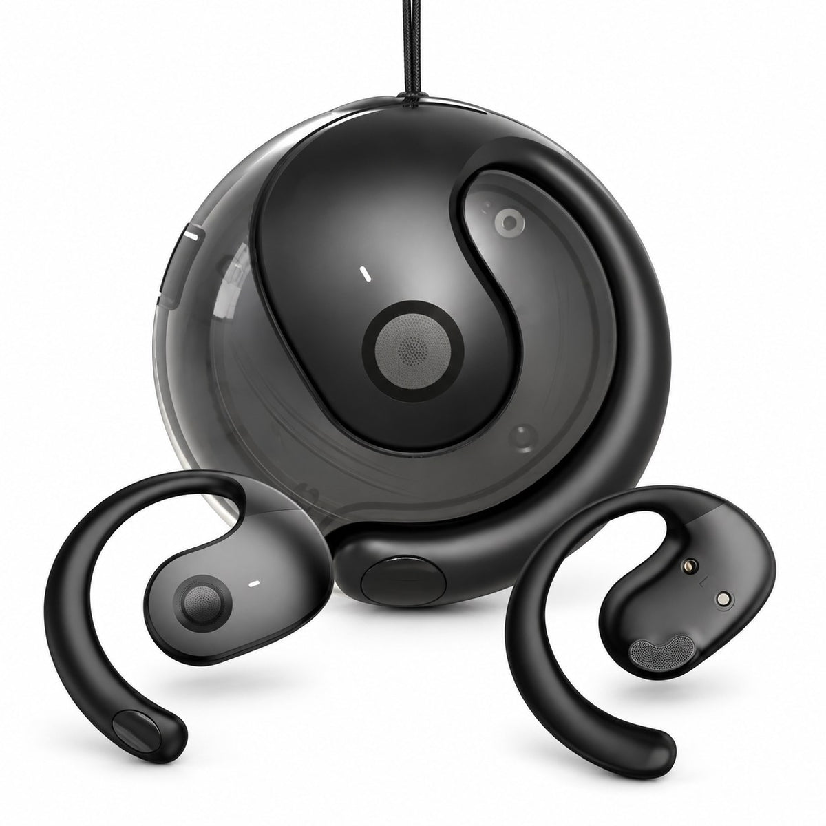 Audífonos traductores X28 color negro con estuche redondo para colgar